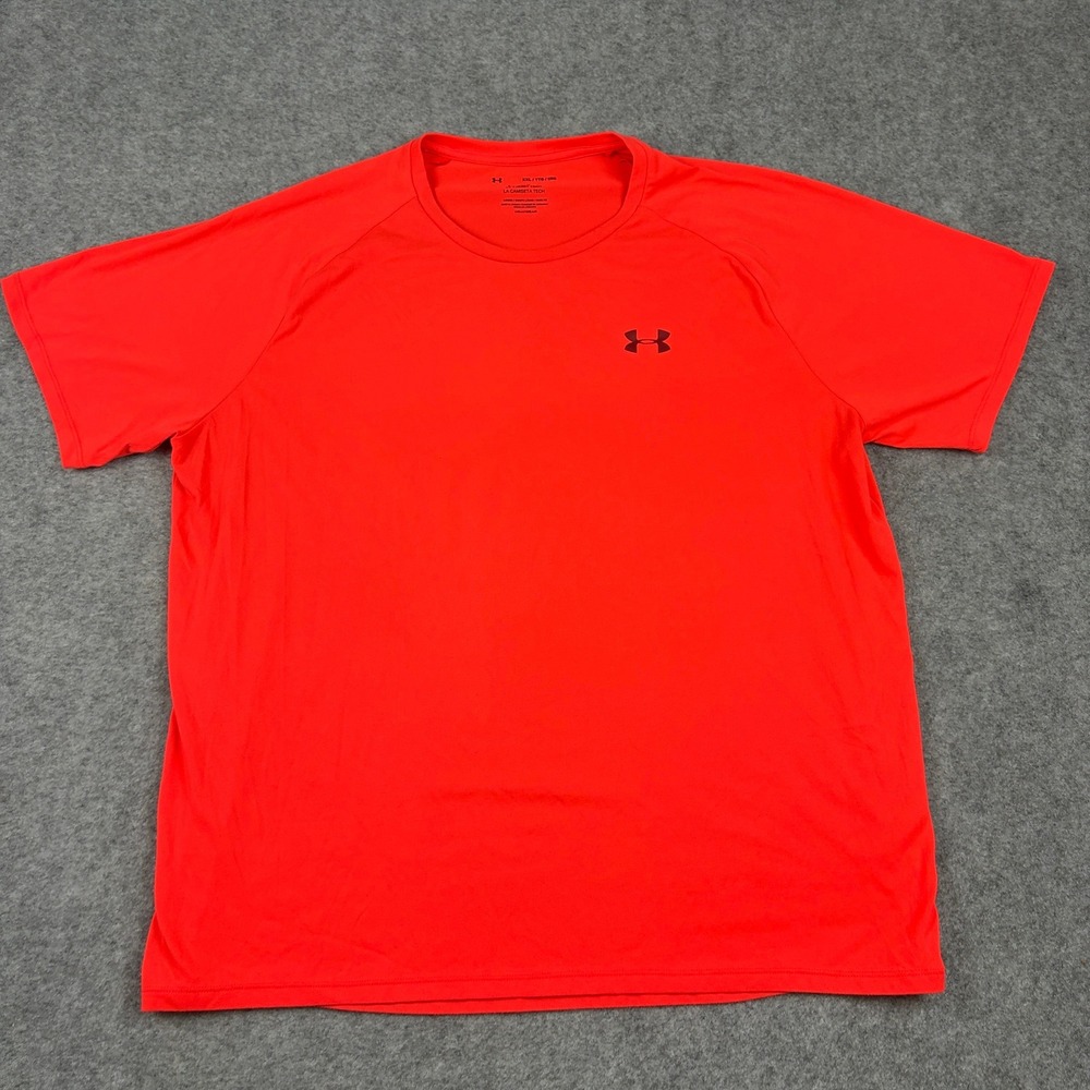 Under Armour T-Shirt Mens XXL Orange Tech Tee HeatGear Short Sleeve Gym Athletic - Picture 2 of 11